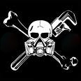 skull with tools