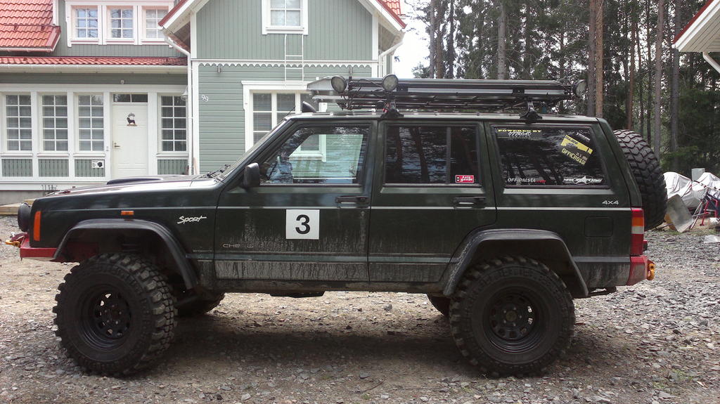 Taakse tuli mys tekastua sisjoustonrajottimet, vakioon lis 10cm... Nyt toimii 33" kisarenkaatkin...